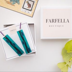 Vintage 1960s Modernist MCM Teal Drop Earrings